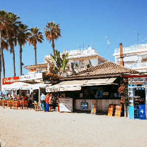 Torre del Mar Beach shops 90 Day Campervan European Trip Spain Part Two 